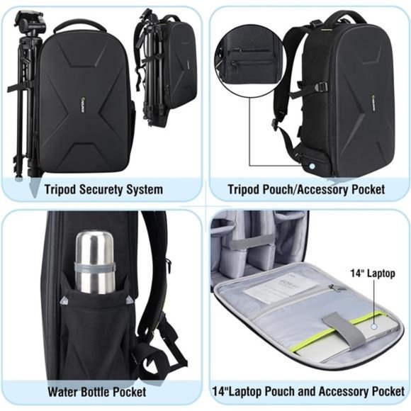 Large Camera Backpack Compatible with Canon Nikon Photographers Camera Bag - Picture 2 of 7